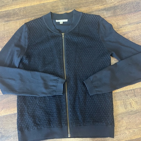 CAbi Black Bomber Zip-up Jacket | Sweater l Textured Like New - Picture 3 of 10